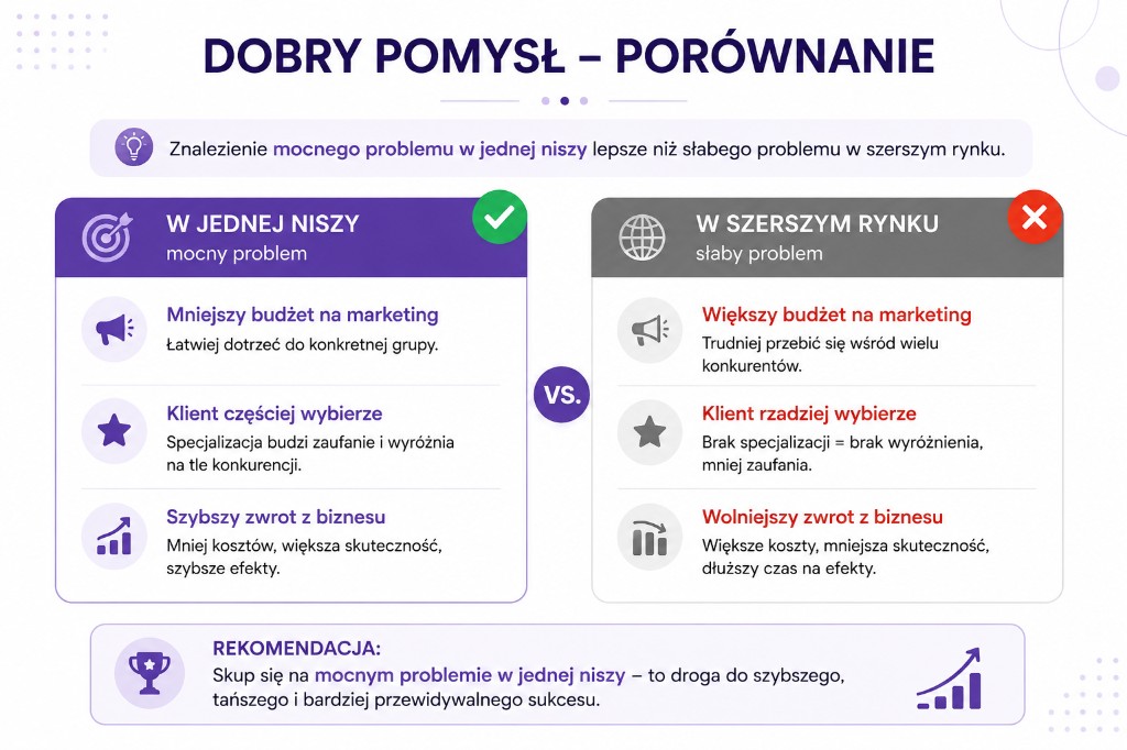 Dobry pomysł - porównanie niszy i szerszego rynku