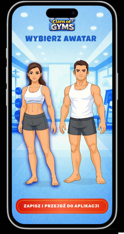 Ekran wyboru awatara aplikacji mobilnej fitness w stylu gry kreskówki