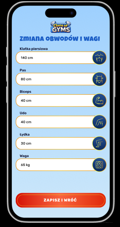 Ekran główny aplikacji mobilnej fitness - obwody